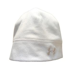 Under Armour white fleece running beanie hat. Perfect for cold weather.